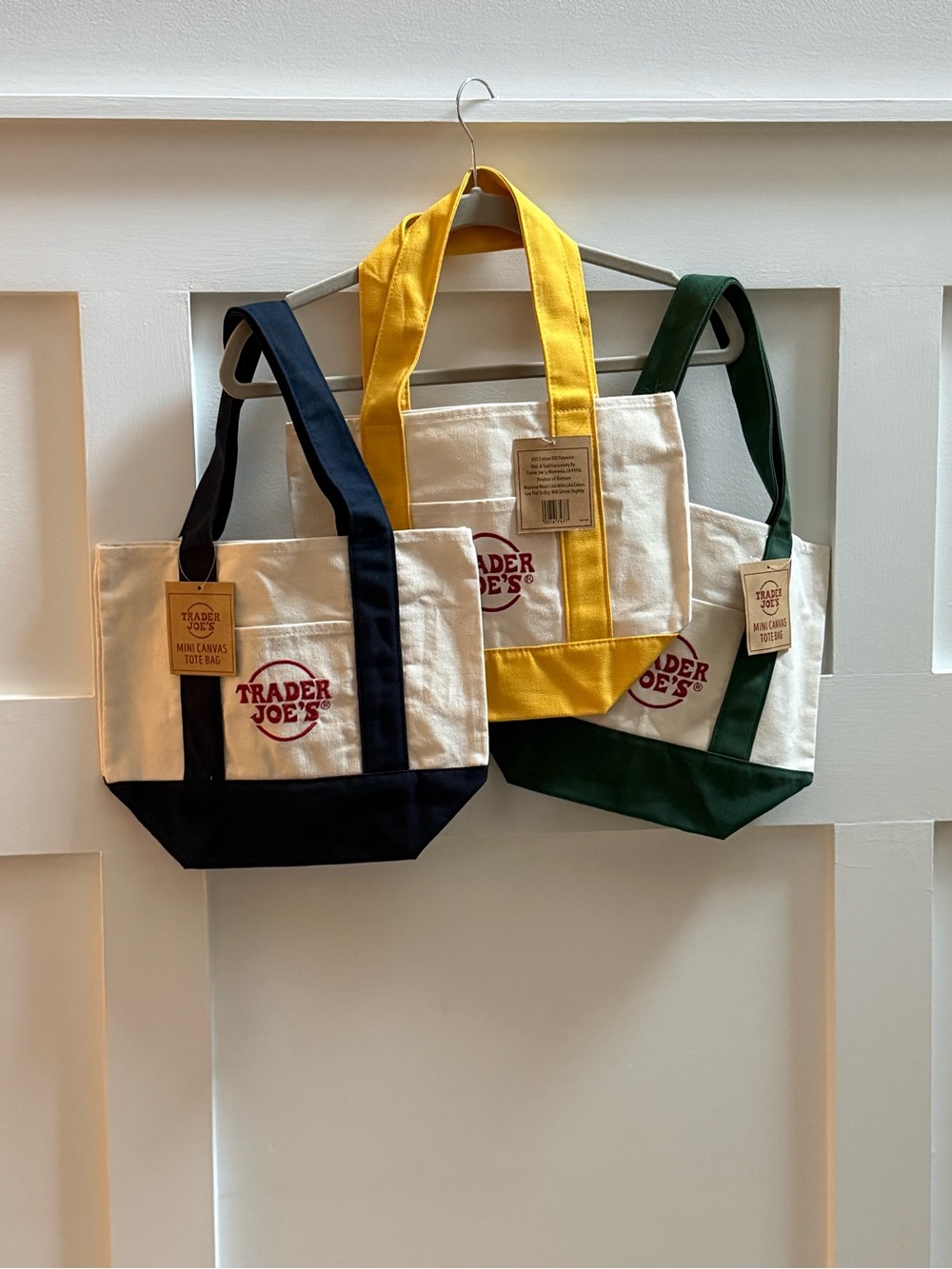 Trader Joe’s Canvas Tote Bag - Yellow, Navy Blue, Green